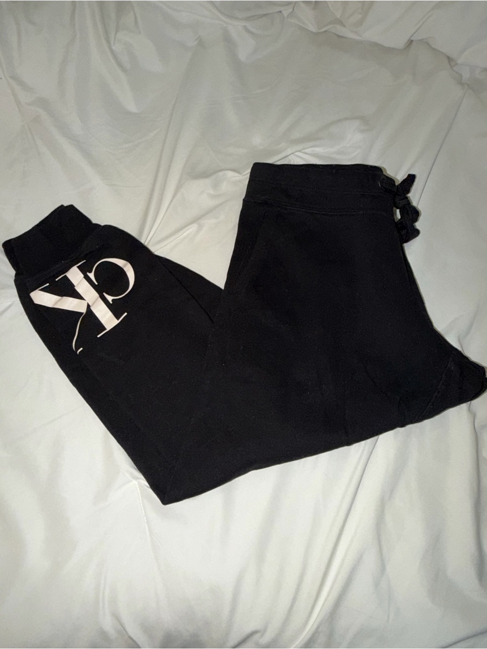 Calvin Klein Black Sweatpants with White CK Print